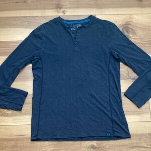 Hylete Blue Button Crew Neck Shirt